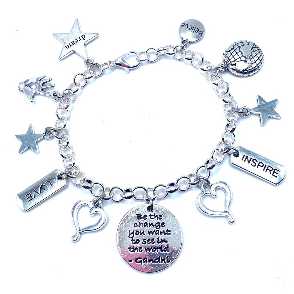Inspirational Charm Bracelet Be The Change You Want To See In The World